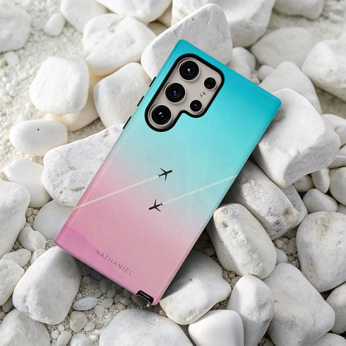 Personalized Pastel Gradient Sky Airplane Galaxy Case